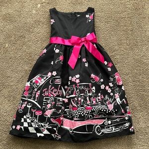 Rare Editions dress for girls — pink black white